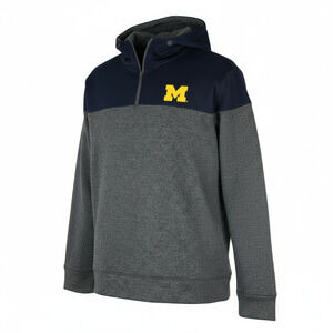Michigan Wolverines Hoodie Mens L Gray Navy Quarter Zip Pullover NCAA Colosseum
